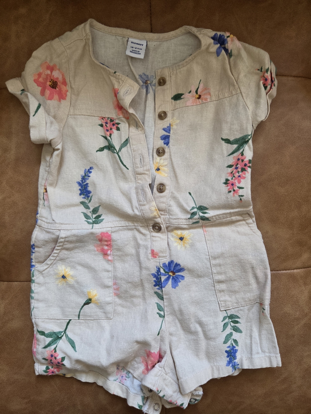 Old Navy Cream Floral Girls' Short Romper